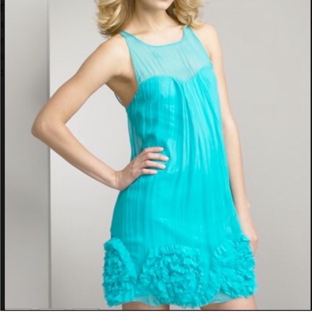 Rebecca Taylor sleeveless turquoise blue silk dress, size 2